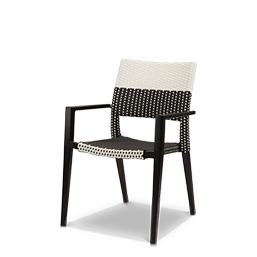 Dining Arm Chair Black & White Wicker